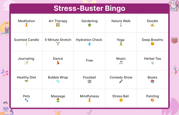 Stress Buster Bingo