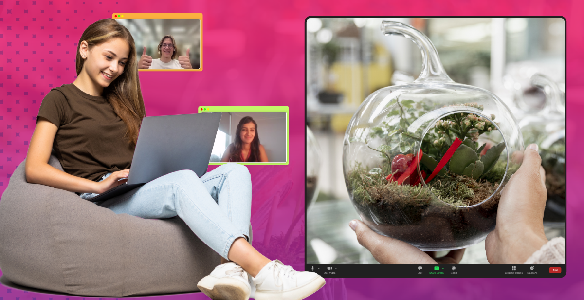 Virtual Classic Globe Terrarium with Two Succulents