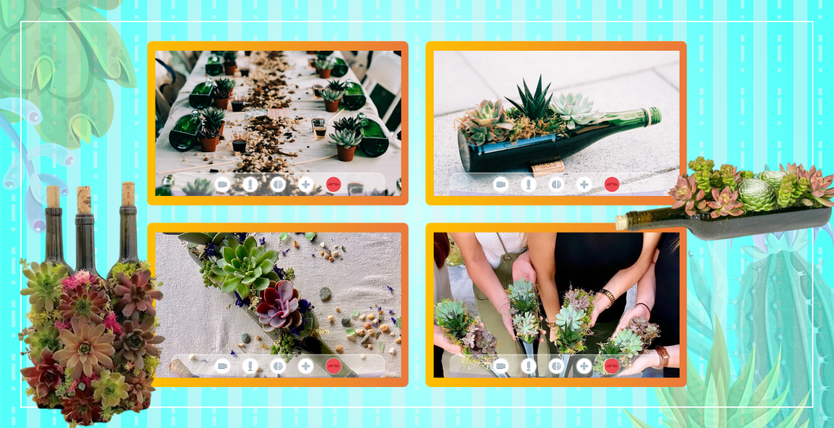 Virtual Wine Bottle Succulent Arrangement